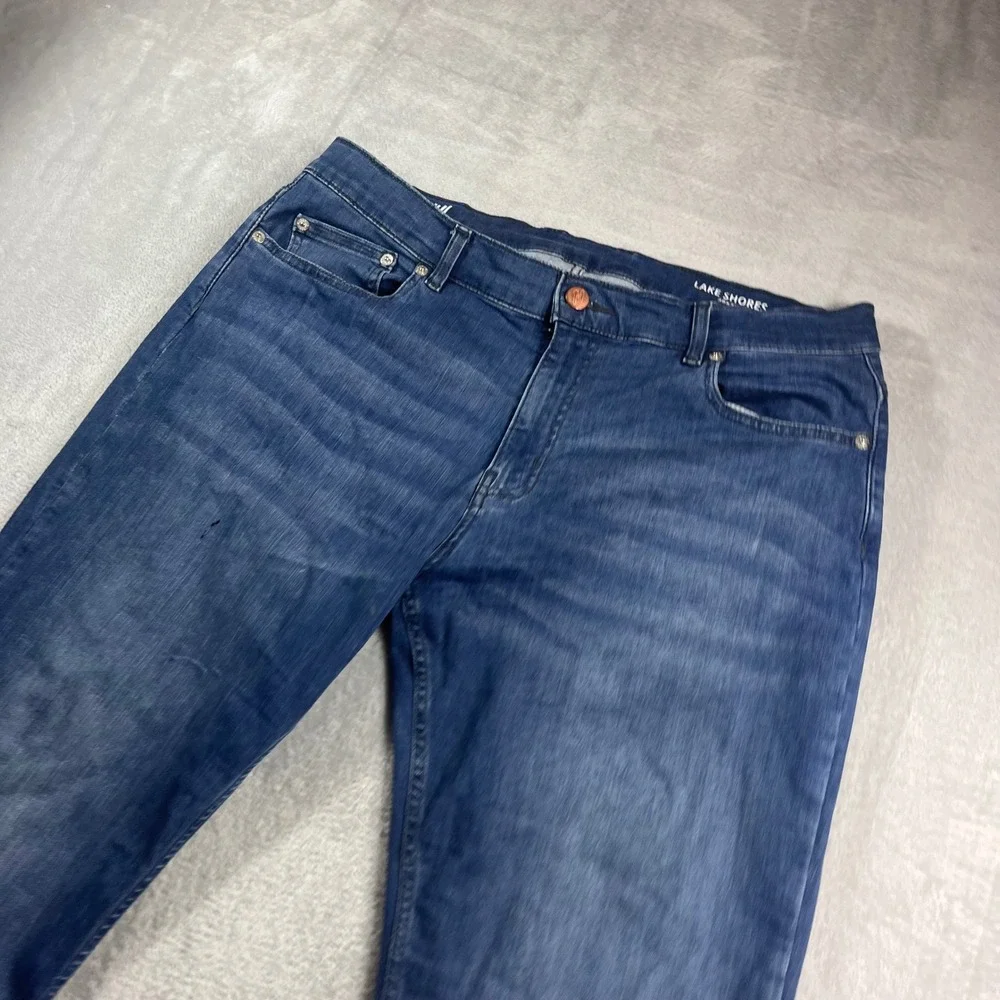Mugsy Lake Shores Mens Jeans 38x32 Medium Wash Blue Stretch Straight Leg Denim
